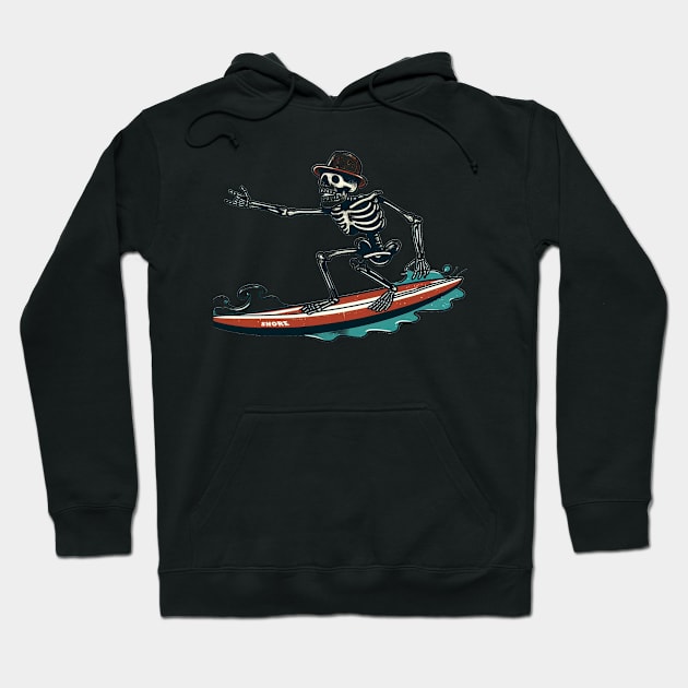 Surfing Skeleton Hoodie by OldSchoolRetro